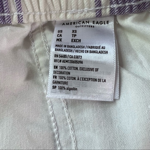 NWT American Eagle Outfitters Purple Stripe Cotton Drawstring Shortie Shorts XS - Picture 8 of 11